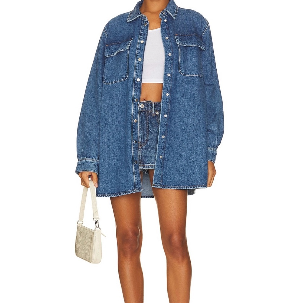 FRAME The A-Line Shirt Dress in Brisk